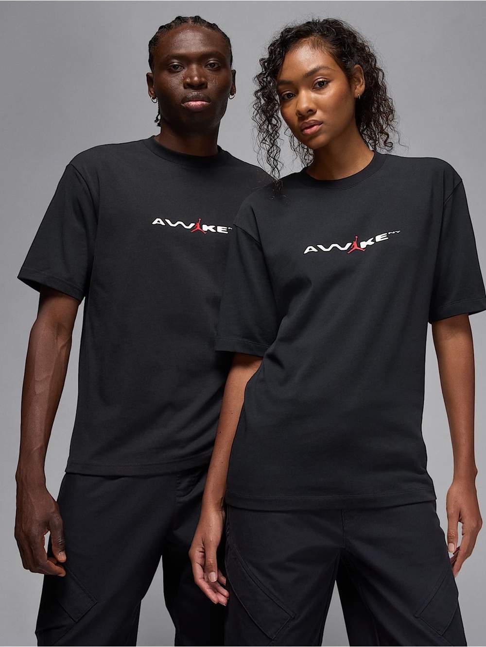 Jordan x Awake Tee Black T-Shirt Black/University Red/White Graphic Print Large